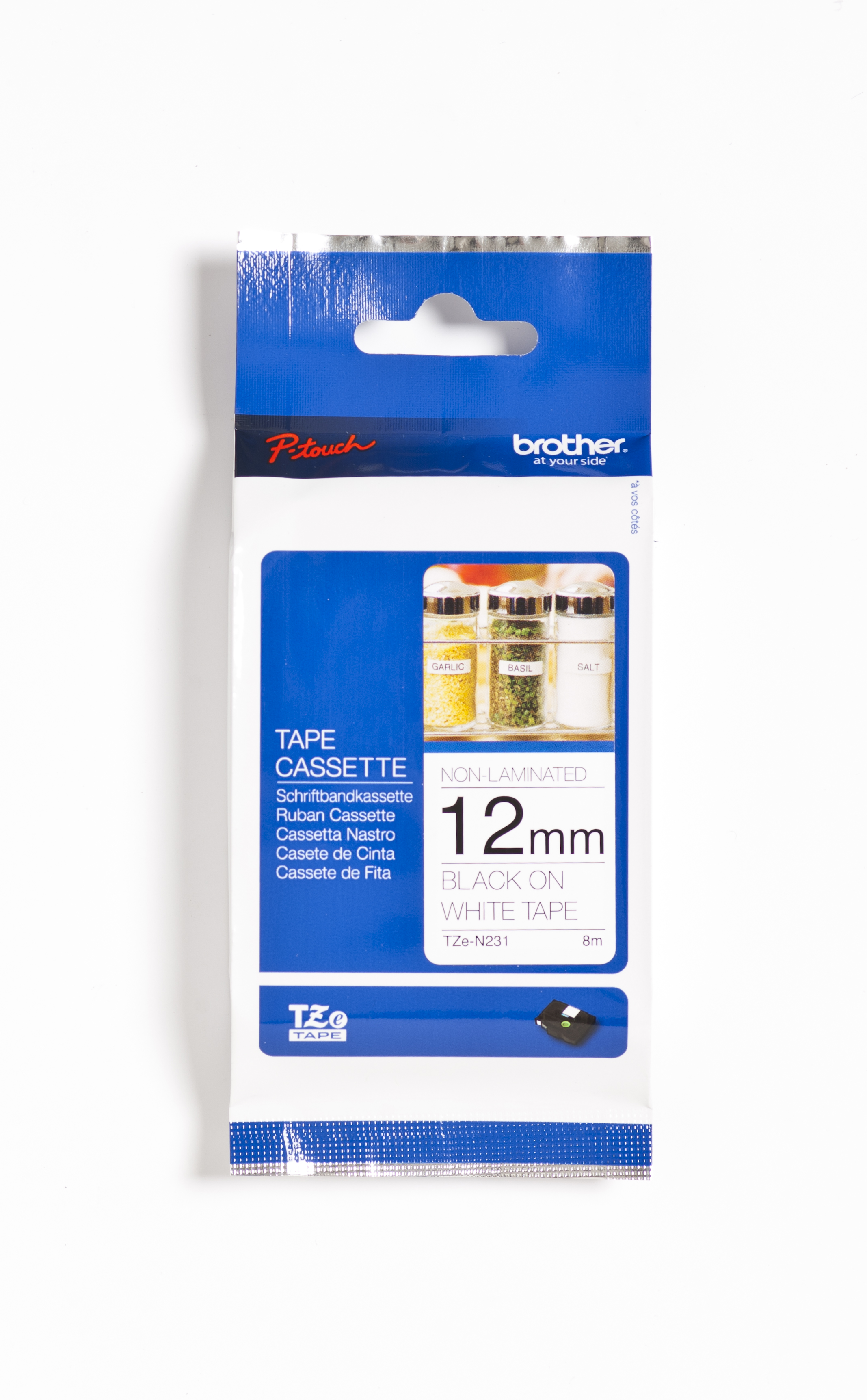 TZe-N231 12mm niet-gelamineerd zwart op wit TZe-N231 12mm niet-gelamineerd zwart op wit