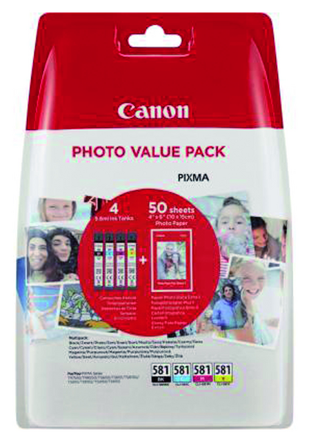 2895216 inkcartridge canon cli-581 + 50vel fotopap 10x15cm