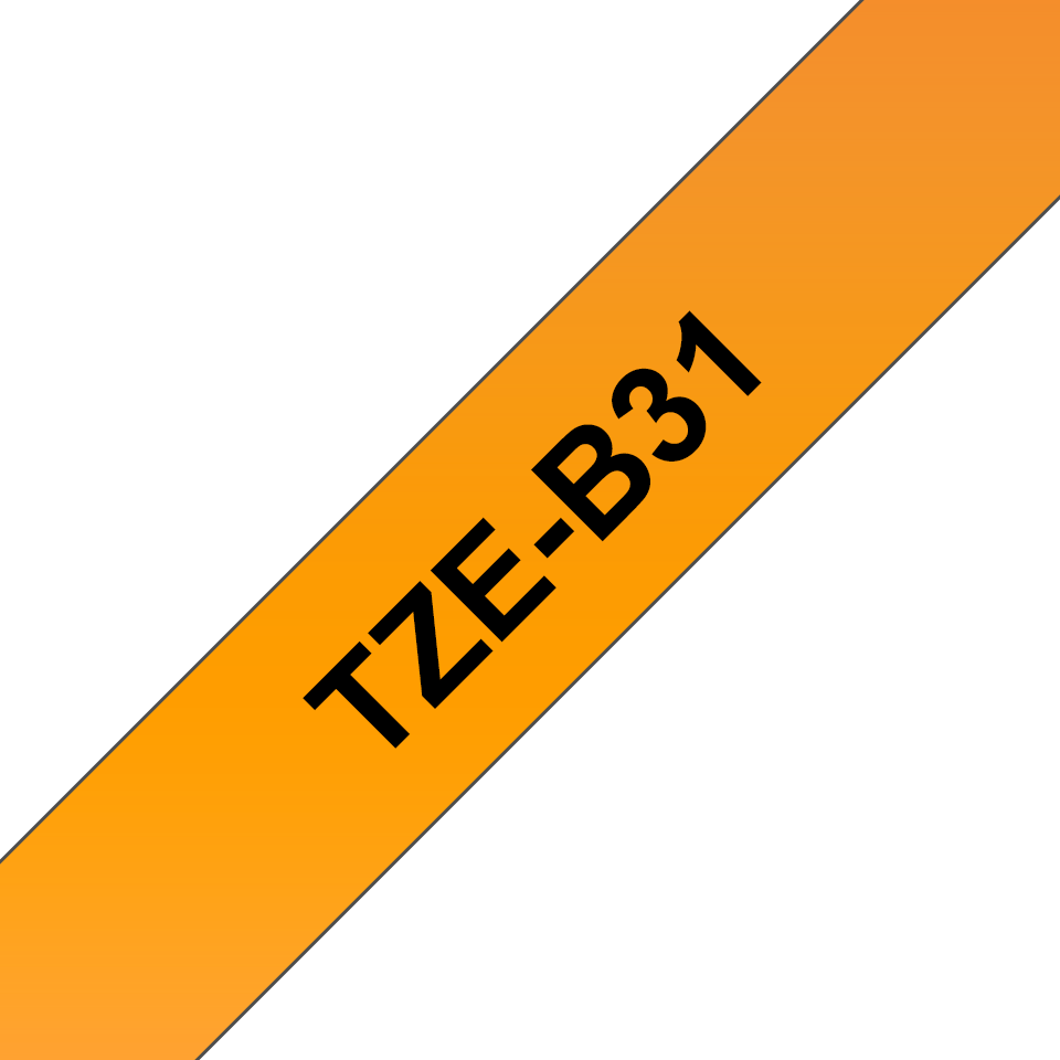 TZe-B31 12mm Zwart op Oranje Fluorescerend