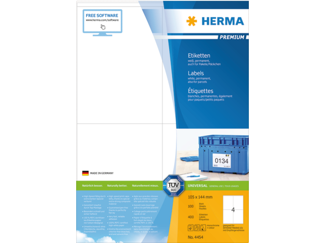 4454 etiket herma 4454 105x144mm premium a4 400st