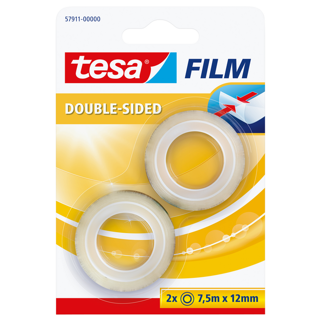 Tape tesafilm® dubbelzijdig 7.5mx12mm transparant 2 rollen Tape tesafilm® dubbelzijdig 7.5mx12mm transparant 2 rollen