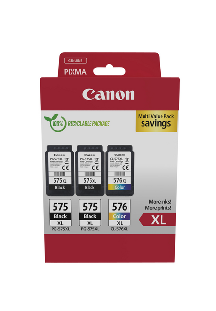Inktcartridge Canon PG-575XL + CL-576XL 2x zw+kleur Inktcartridge Canon PG-575XL + CL-576XL 2x zw+kleur
