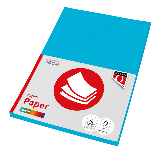 Kopieerpapier Quantore Colour A4 160gr azuurblauw 50 vel Kopieerpapier Quantore Colour A4 160gr azuurblauw 50 vel