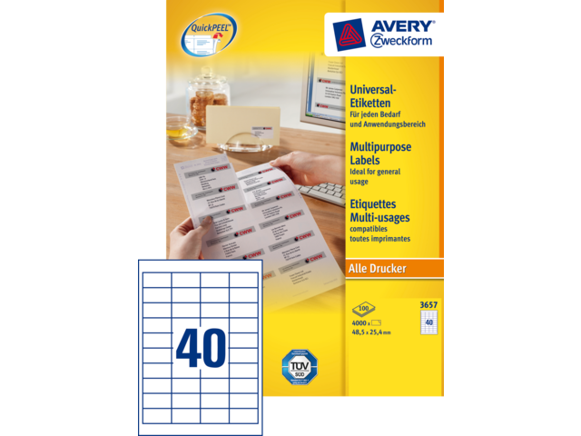 3657 etiket avery zweck 3657 48.5x25.4mm 4000st