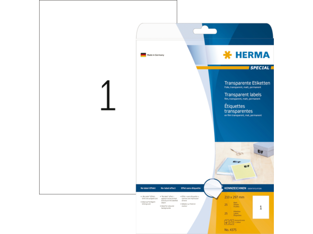 4375 etiket herma 4375 a4 folie tr 25st