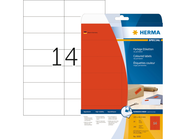 5059 etiket herma 5059 105x42.3mm 280st rood