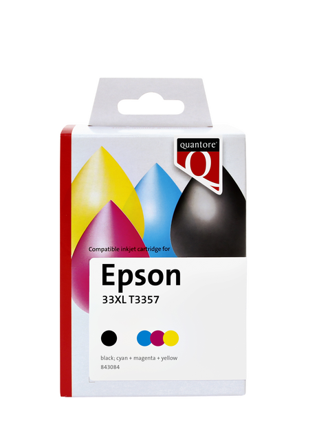 Inktcartridge Quantore alternatief tbv Epson T3357 zwart + 3 kleuren Inktcartridge Quantore alternatief tbv Epson T3357 zwart + 3 kleuren