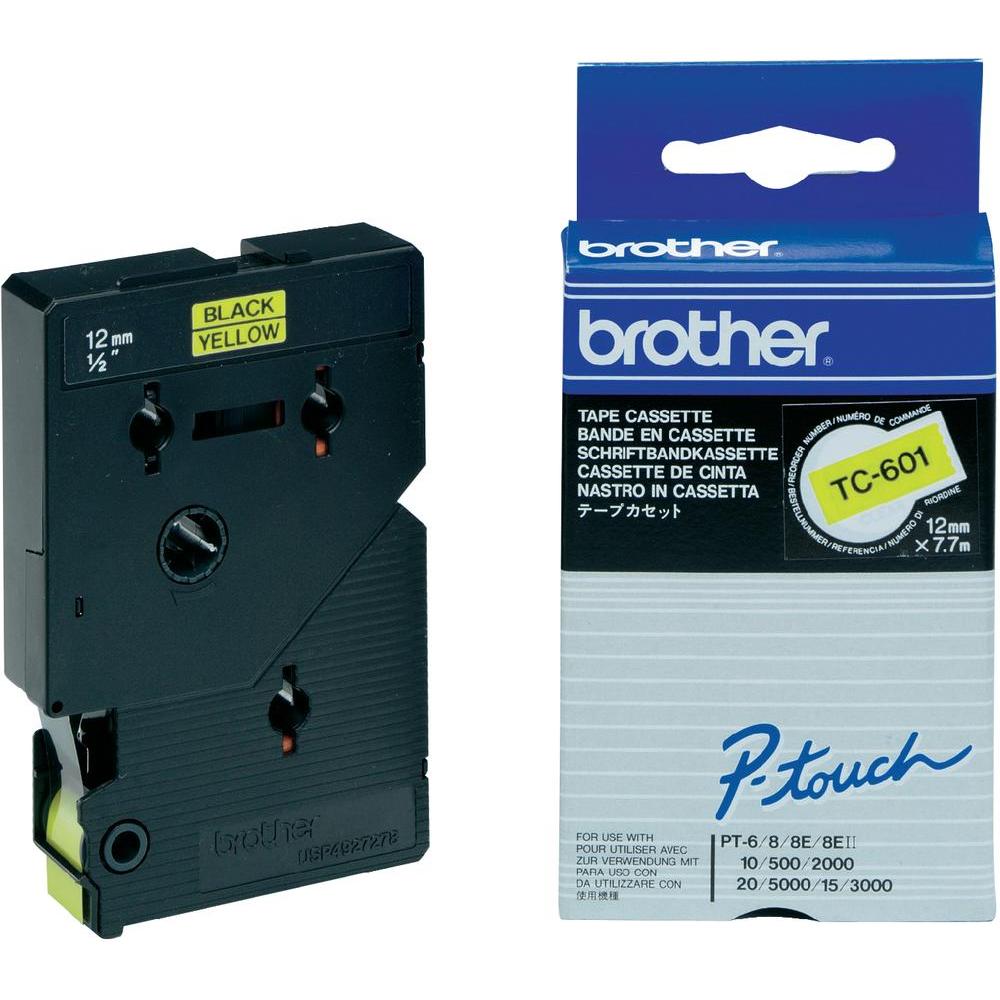 TC-601 Brother tape zwart op geel 12mm breed TC-601 Brother tape zwart op geel 12mm breed