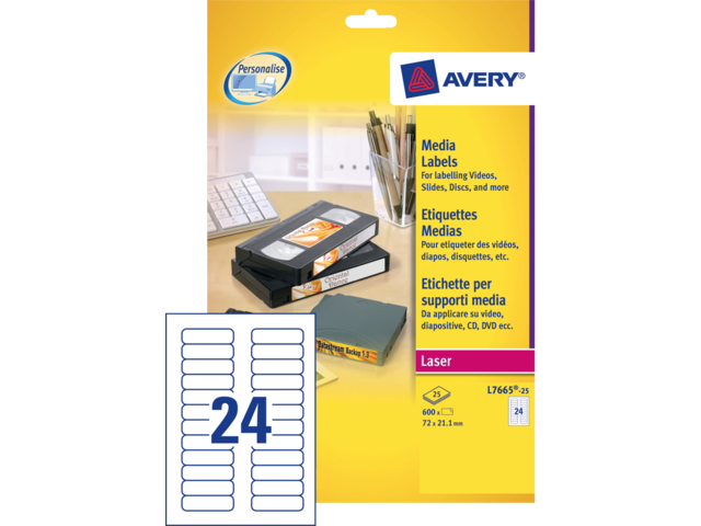 L7665-25 etiket avery data l7665-25 72x21.2mm 600st