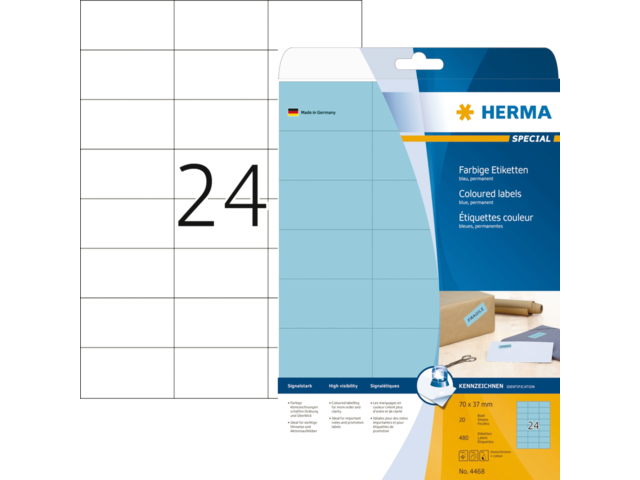 4468 etiket herma superprint 4468 70x37mm blauw 480st