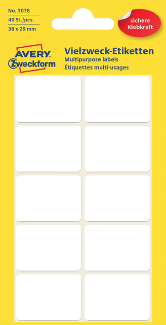 3078 etiket avery zweck 3078 38x29mm 40st