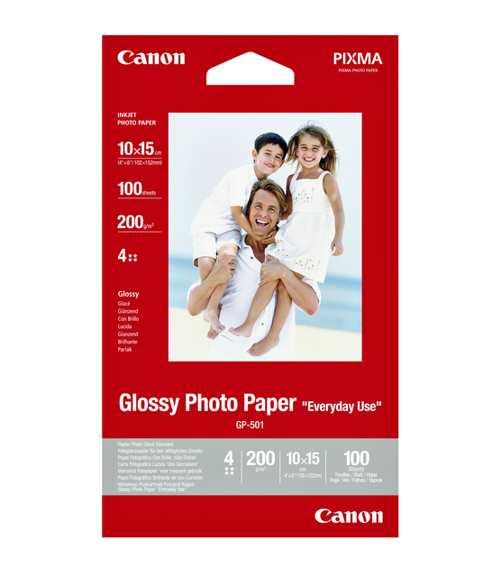 Inkjetpapier Canon GP-501 10x15cm 200gr glans 100 vel Inkjetpapier Canon GP-501 10x15cm 200gr glans 100 vel