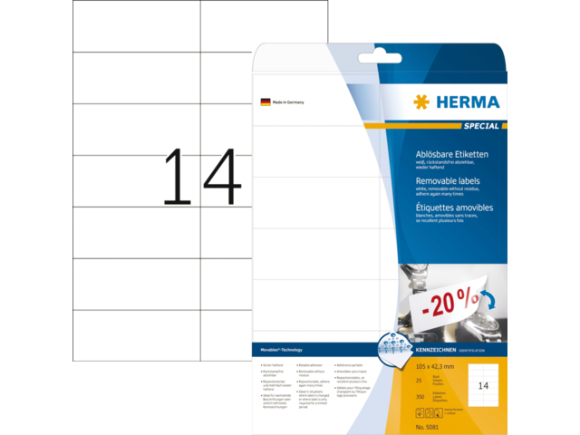 5081 etiket herma 5081 105x42.3mm 350st