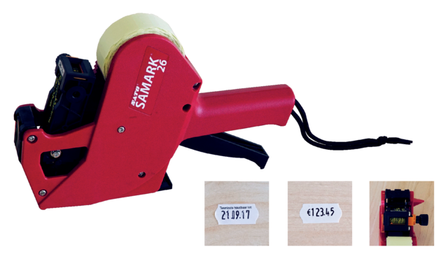 Etiketteertang Sato Samark 26 L6 1 regel 12x26mm Etiketteertang Sato Samark 26 L6 1 regel 12x26mm