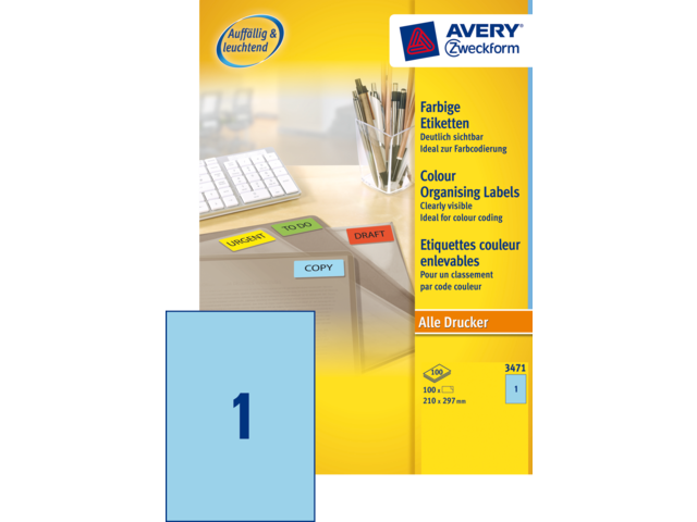 3471 etiket avery zweck 3471 210x297mm a4 blauw