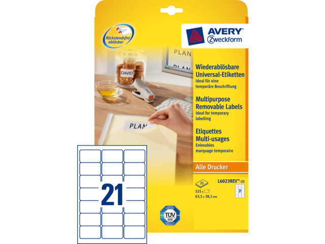 L6023REV-25 etiket avery zweck l6023rev-25 63.5x38.1mm 525st
