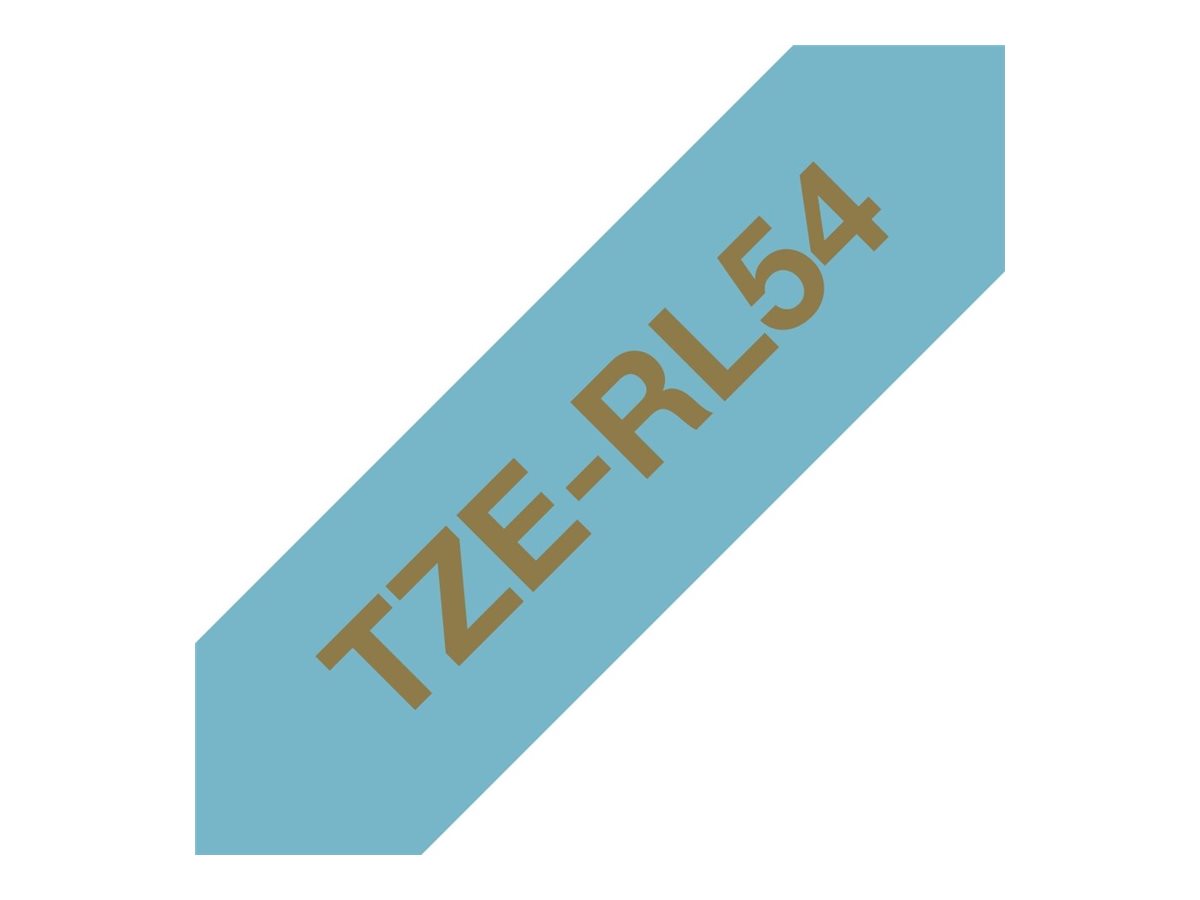 TZE-RL54 stoffen lint goud op lichtblauw, 24mm x 4m TZE-RL54 stoffen lint goud op lichtblauw, 24mm x 4m