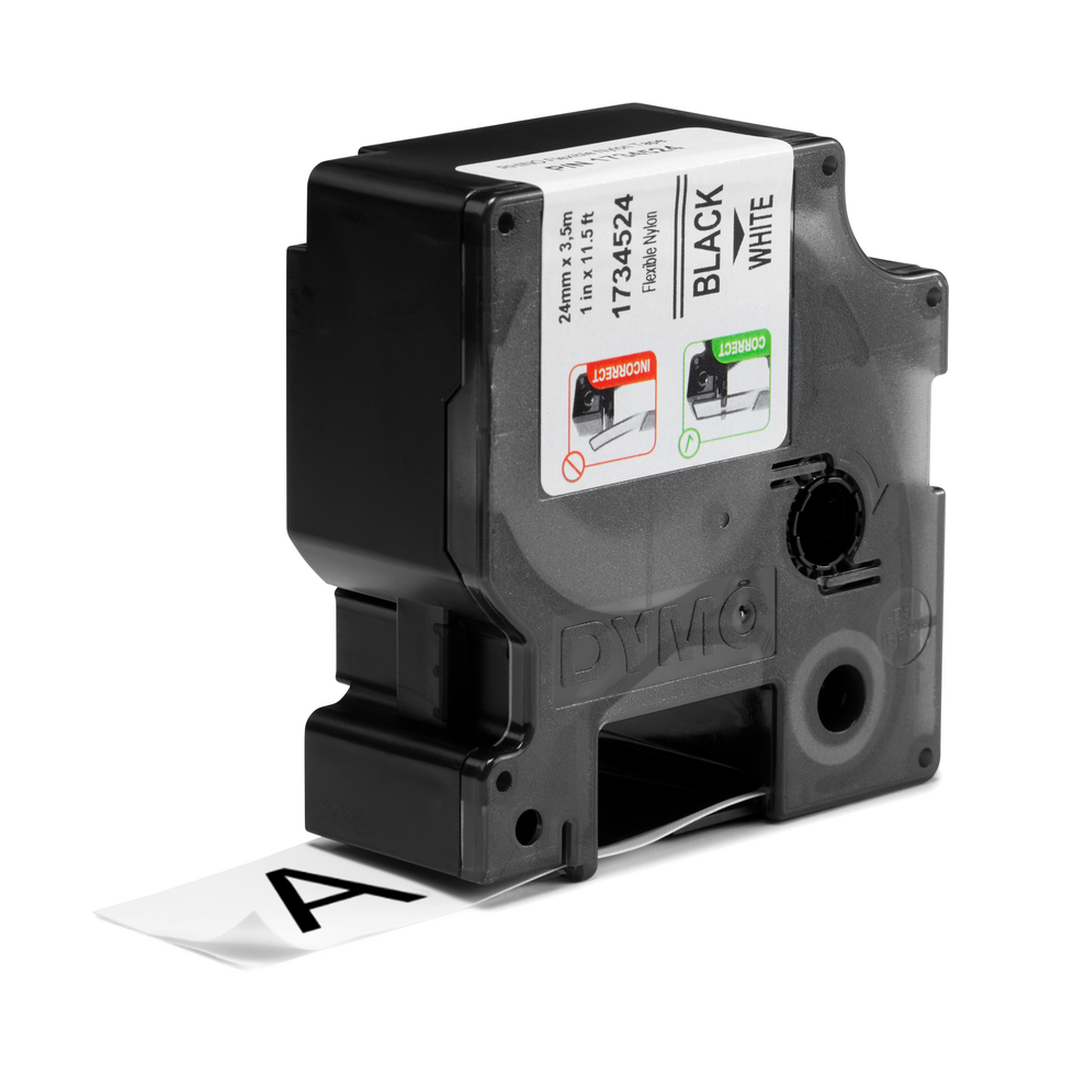 Dymo 1734524 RHINO flexibele nylontape 24mm cassette Dymo 1734524 RHINO flexibele nylontape 24mm cassette