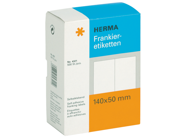 4321 frankeeretiket herma 4321 dubbel 140x50mm 500stuks