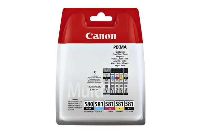 2895214 inkcartridge canon pgi-580 cli-581 2x zwart + 3 kl