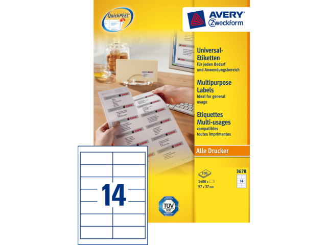 3678 etiket avery zweck 3678 97x37mm 1400st
