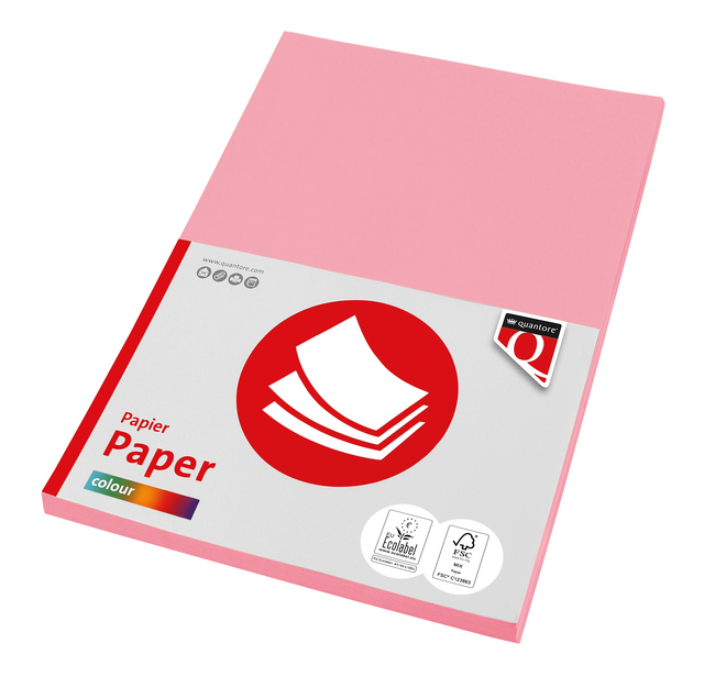 Kopieerpapier Quantore Colour A4 120gr roze 100 vel Kopieerpapier Quantore Colour A4 120gr roze 100 vel