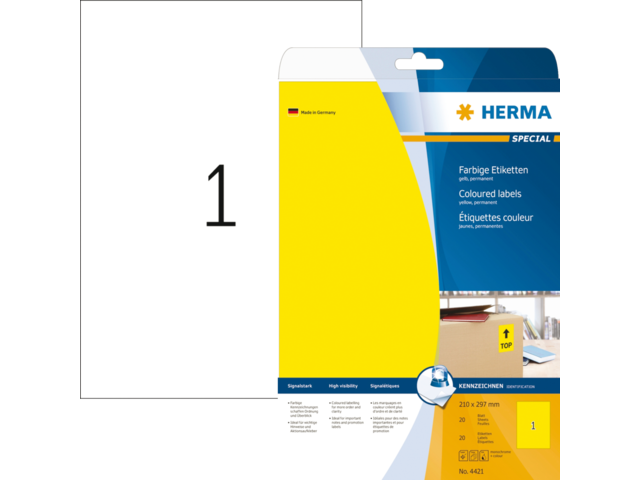 4421 etiket herma 4421 a4 geel 20st