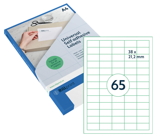 Etiket Rillprint 38x21.2mm mat transparant 1625 etiketten Etiket Rillprint 38x21.2mm mat transparant 1625 etiketten