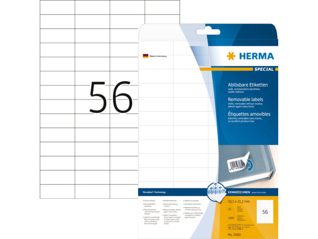 5080 etiket herma 5080 52.5x21.2mm 1400st