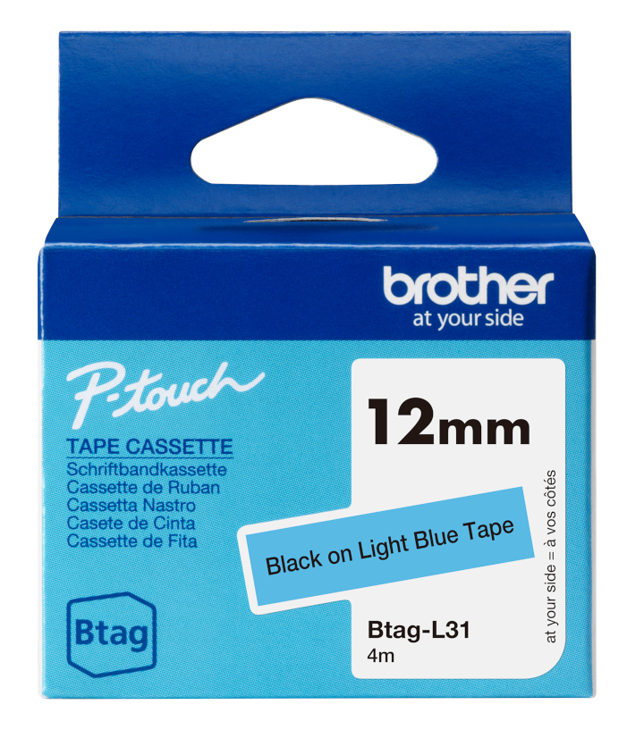 Brother Btag-L31 zwart op licht blauw Brother Btag-L31 zwart op licht blauw