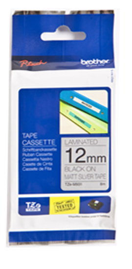 TZe-M931 12mm Zwart op metallic TZe-M931 12mm Zwart op metallic